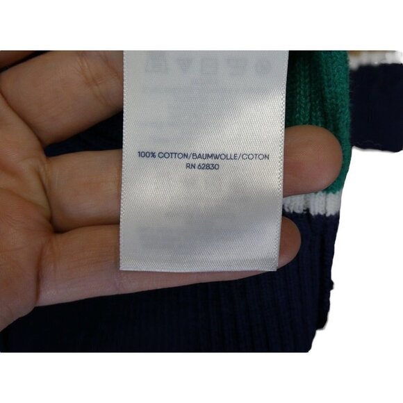 Lands End Cable Knit Tie Front Cardigan Size M‎ Tall 10-12 Stripe Green Red Blue - Picture 9 of 12